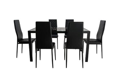 Set masă cu 6 scaune, MBS-21 Negru - imagine 8
