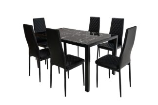 Set masă cu 6 scaune, MBS-21 Negru
