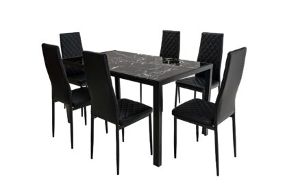 Set masă cu 6 scaune, MBS-21 Negru