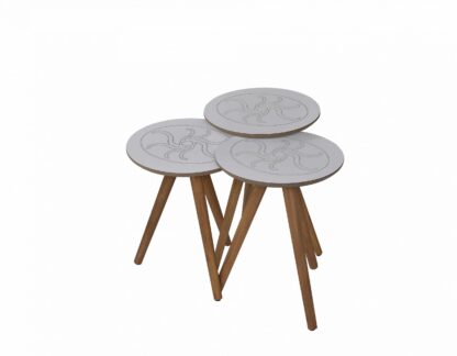 Set 3 mese de cafea, 515, culoare Alb