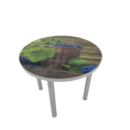 Masa rotunda sticla cu model SABIT, (struguri)