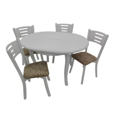 Set masa extensibila cu 4 scaune, M 259 Alb