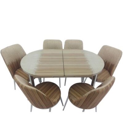 Set masa extensibila cu 6 scaune, GOLD (rustic)