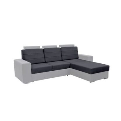 Coltar Tudor V5, stanga, Negru/ Gri, 277X102X85 CM