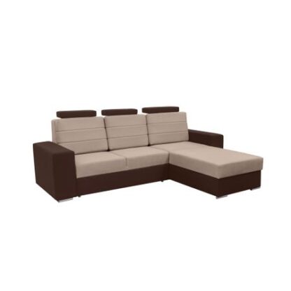 Coltar Tudor V3, stanga, Maro / Crem, 277X102X85 CM
