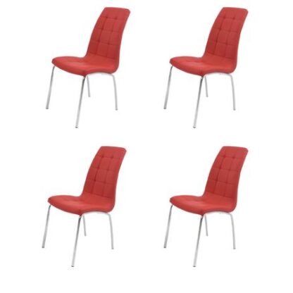 Set 4 scaune bucătărie S-02, culoare roșie