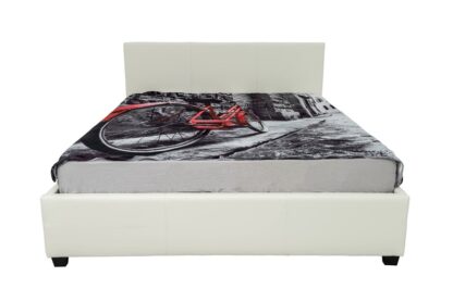 Pat tapitat 9001-C, piele ecologica, alb, 160x200 cm - imagine 2