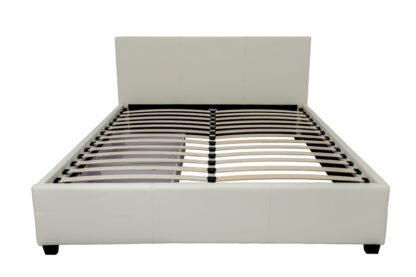 Pat tapitat 9001-C, piele ecologica, alb, 160x200 cm - imagine 3