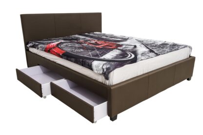 Pat tapitat 9001-C, piele ecologica, maro, 160x200 cm