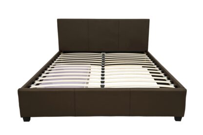 Pat tapitat 9001-C, piele ecologica, maro, 160x200 cm - imagine 2