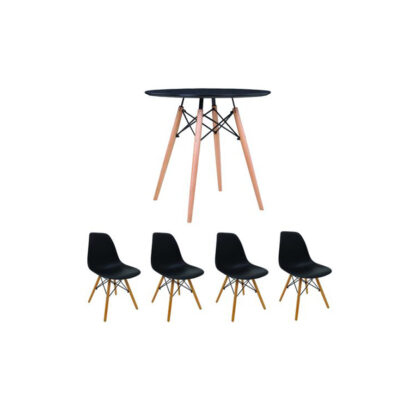 Set masa cu 4 scaune, MB-63 N, 80 x 80 x 74 cm, culoare Neagra
