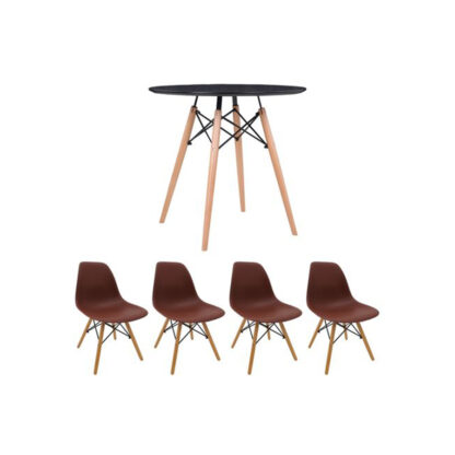 Set masa cu 4 scaune, MB-63 N, 80 x 80 x 74 cm, culoare Maro