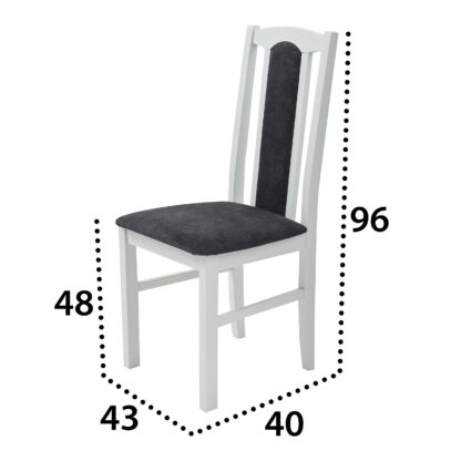 Scaun din lemn masiv de fag tapitat cu stofa S-38 Boss14 B24Z, alb - imagine 8