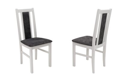Scaun din lemn masiv de fag tapitat cu stofa S-38 Boss14 B24Z, alb - imagine 3