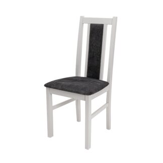 Scaun din lemn masiv de fag tapitat cu stofa S-38 Boss14 B24Z, alb