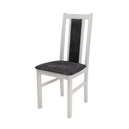 Set masa extensibila 160 x 200 cm cu 6 scaune tapitate, MB-12 Venus1 si S-38 Boss14 B24Z, Bialy, lemn masiv de fag, stofa - imagine 8