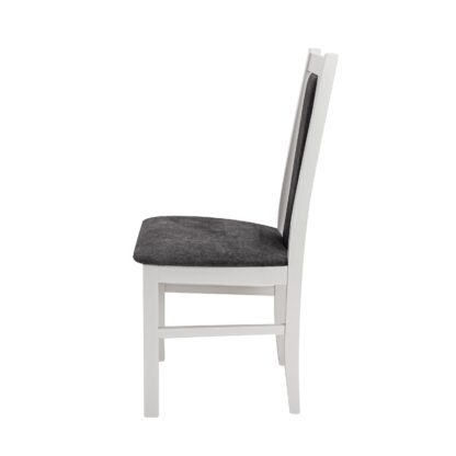 Scaun din lemn masiv de fag tapitat cu stofa S-38 Boss14 B24Z, alb - imagine 4