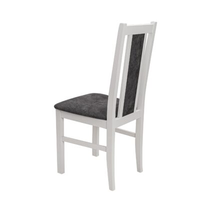 Scaun din lemn masiv de fag tapitat cu stofa S-38 Boss14 B24Z, alb - imagine 5