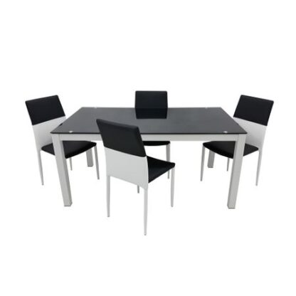 Set masa bucatarie cu 4 scaune, Negru/Alb, MB-47NA+S-89NA