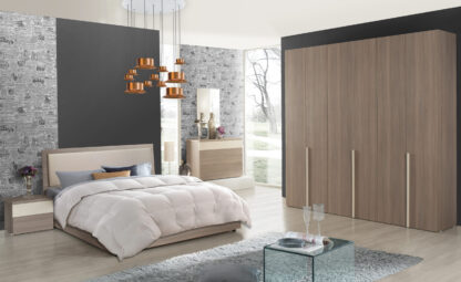 Dormitor Sefura Grigio, Dulap, Pat, 2 noptiere, comoda
