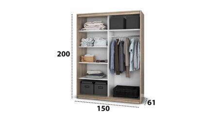 Dressing Gabriel cu oglinda, 150x200x61 cm, sonoma - imagine 3