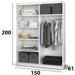Dressing Gabriel cu oglinda, 150x200x61 cm, alb - imagine 3