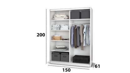 Dressing Gabriel cu oglinda, 150x200x61 cm, alb - imagine 3