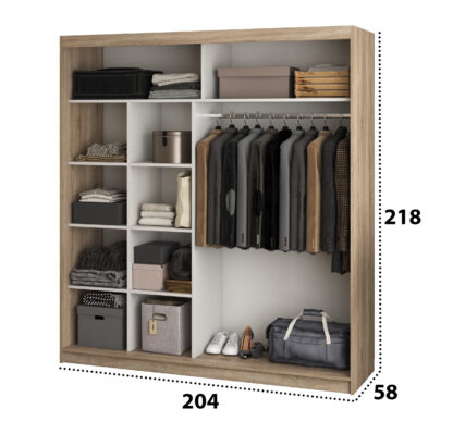 Dressing Radu cu oglinda, 204x218x58 cm, sonoma - imagine 3