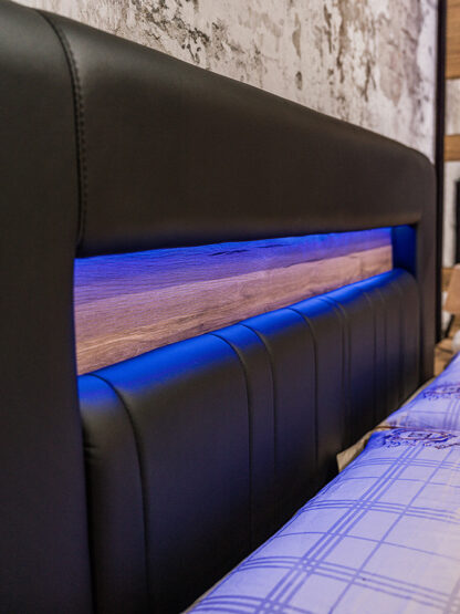 Dormitor Mozart, sonoma/negru, pat 160x200 cm, dulap cu 2 usi culisante, comoda, 2 noptiere - imagine 10