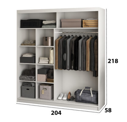 Dressing Radu cu oglinda, 204x218x58 cm, alb - imagine 3