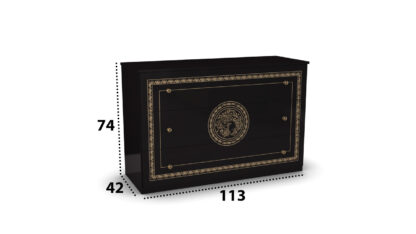 Dormitor Dolores Nero, Dulap 204 cm, Pat 180 x 200 cm, 2 noptiere, comoda - imagine 8