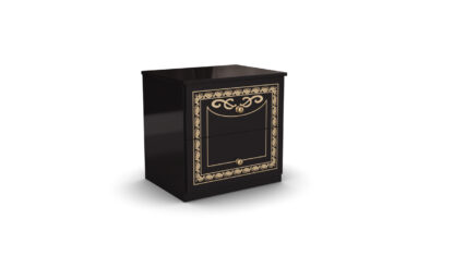 Dormitor Dolores Nero, Dulap 204 cm, Pat 180 x 200 cm, 2 noptiere, comoda - imagine 15