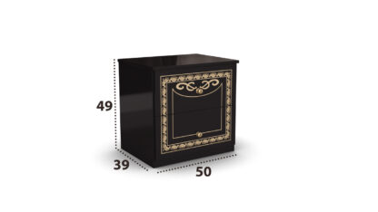Dormitor Dolores Nero, Dulap 204 cm, Pat 180 x 200 cm, 2 noptiere, comoda - imagine 14