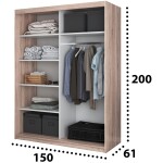Dressing Gabriel fara oglinda, 150x200x61 cm, sonoma - imagine 4