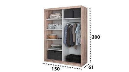 Dressing Gabriel fara oglinda, 150x200x61 cm, sonoma - imagine 4