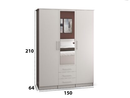 Dressing Stefan 3D , alb 150 x 210 x 64 cm - imagine 5