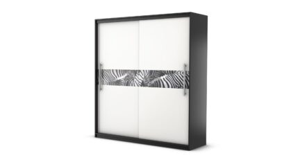 Dressing Radu Cu Print, Alb/Negru, 204x218x58 cm, Usi culisante - imagine 2