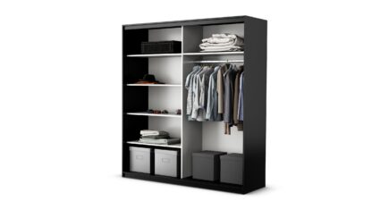 Dressing Radu Cu Print, Alb/Negru, 204x218x58 cm, Usi culisante - imagine 3
