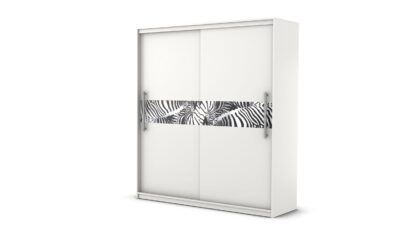 Dressing Radu Cu Print, Alb, 204x218x58 cm, Usi culisante - imagine 2