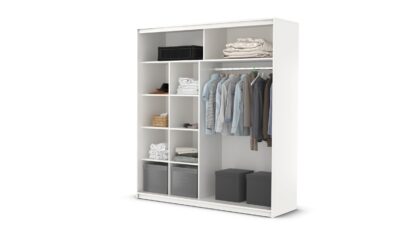 Dressing Radu Cu Print, Alb, 204x218x58 cm, Usi culisante - imagine 3