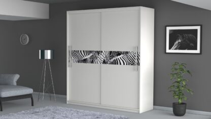 Dressing Radu Cu Print, Alb, 204x218x58 cm, Usi culisante