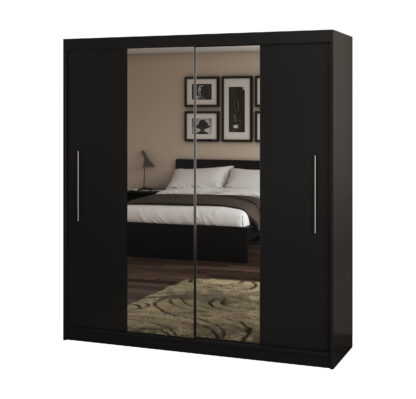 Dressing Radu cu oglinda, 204x218x58 cm, negru - imagine 2