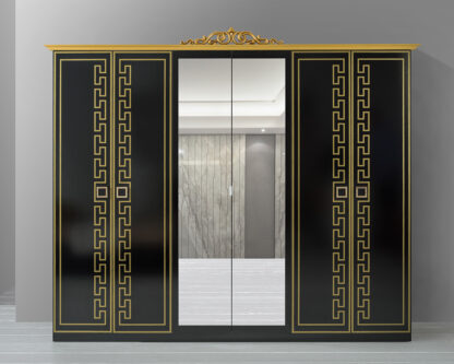 Dormitor Olimp Nero, Dulap, Pat 160 x 200, 2 noptiere, comoda - imagine 4