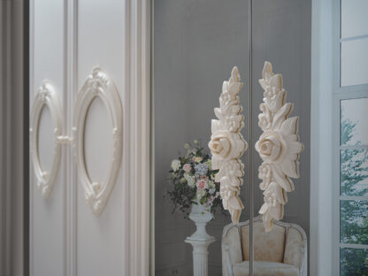 Dormitor Neli, Crem, Pat 160x200 cm, Dulap cu 6 usi, Comoda, 2 Noptiere - imagine 4