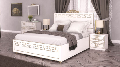 Dormitor Olimp Bianco, Dulap 261 cm, Pat 160 x 200, 2 noptiere, comoda - imagine 4