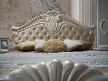 Dormitor Neli, Crem, Pat 160x200 cm, Dulap cu 6 usi, Comoda, 2 Noptiere - imagine 7