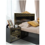 Dormitor Olimp Nero, Dulap, Pat 160 x 200, 2 noptiere, comoda - imagine 3