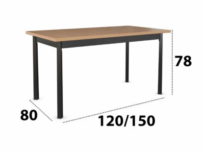 Set masa living Max5P G/N cu 6 scaune Nilo10 V20Z, negru, extensibila 120/150 cm, lemn masiv de fag/stofa/pal - imagine 3