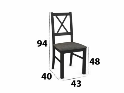 Set masa living Max5P G/N cu 6 scaune Nilo10 V20Z, negru, extensibila 120/150 cm, lemn masiv de fag/stofa/pal - imagine 5