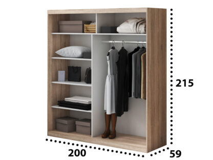 Dressing Atena AT-2, Sonoma, 200x215x59 cm, Usi culisante - imagine 3